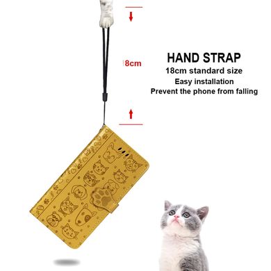 Чехол Embossed Cat and Dog для Iphone 7 / 8 книжка с узором кожа PU с визитницей желтый