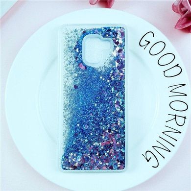 Чехол Glitter для Samsung A8 Plus 2018 / A730 бампер Жидкий блеск Синий