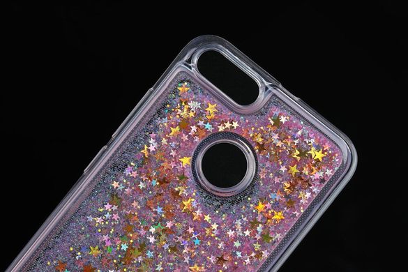 Чехол Glitter для Xiaomi Mi A1 / Mi 5x Бампер Жидкий блеск звезды розовый