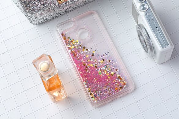 Чохол Glitter для Xiaomi Mi A1 / Mi 5x Бампер Рідкий блиск зірки рожевий