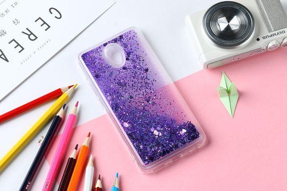 Чохол Glitter для Meizu M6S бампер Рідкий блиск фіолетовий
