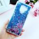 Чохол Glitter для Samsung A8 2018 / A530 бампер Рідкий блиск серце Синій
