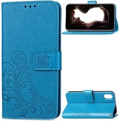 Чехол Clover для Iphone XS книжка с узором кожа PU голубой