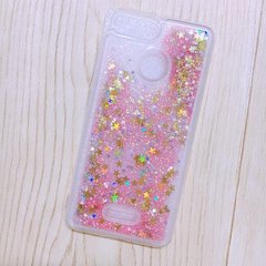 Чохол Glitter для Xiaomi Redmi 6 Бампер Рідкий блиск зірки Рожевий