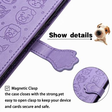 Чехол Embossed Cat and Dog для IPhone SE 2020 Книжка кожа PU с визитницей фиолетовый