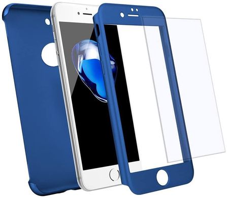 Чохол Dualhard 360 для Iphone 6 / 6s оригінальний з яблуком Бампер + скло у подарунок Blue