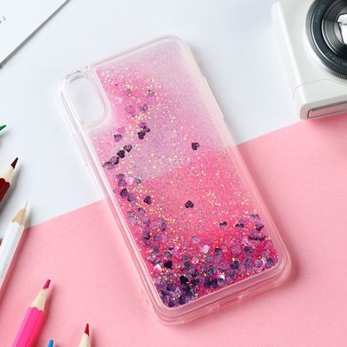 Чехол Glitter для Xiaomi Redmi 7A Бампер Жидкий блеск Аквариум Сердце Розовый УЦЕНКА