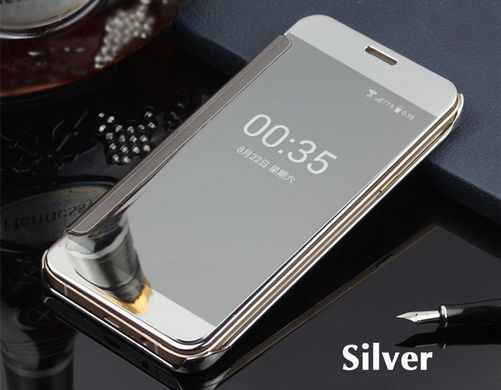 Чехол Mirror для Samsung Galaxy J5 2015 J500 J500h книжка зеркальный Clear View Silver