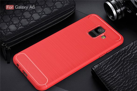 Чехол Carbon для Samsung A6 2018 / A600 бампер Red