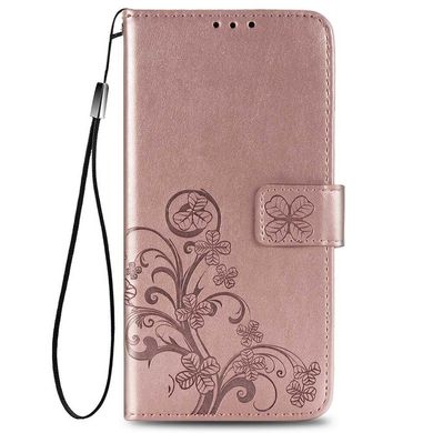 Чехол Clover для Iphone X книжка с узором кожа PU розовое золото