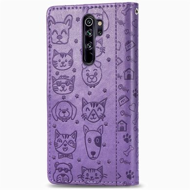Чехол Embossed Cat and Dog для Xiaomi Redmi Note 8 Pro книжка кожа PU Purple