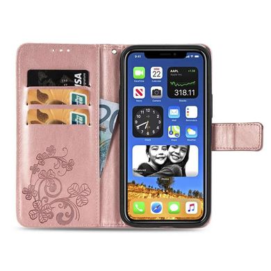 Чехол Clover для Iphone X книжка с узором кожа PU розовое золото