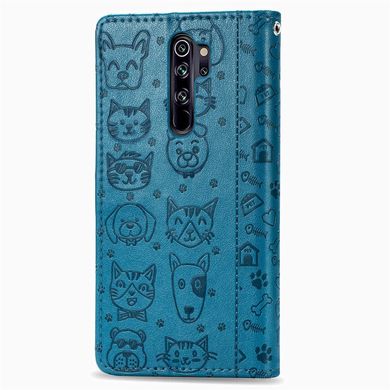 Чехол Embossed Cat and Dog для Xiaomi Redmi Note 8 Pro книжка кожа PU Blue