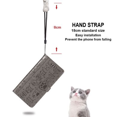 Чехол Embossed Cat and Dog для IPhone SE 2020 Книжка кожа PU с визитницей серый