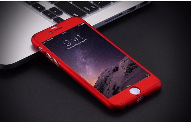 Чехол Dualhard 360 для Iphone 5 / 5s оригинальный Бампер с яблоком + стекло в подарок Red