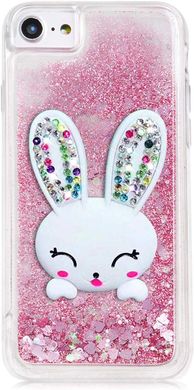 Чехол Glitter для Iphone 5 / 5s / SE бампер жидкий блеск Заяц Розовый