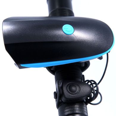 Передня велосипедна фара + сигнал Robesbon 7588 велофонарь USB Blue