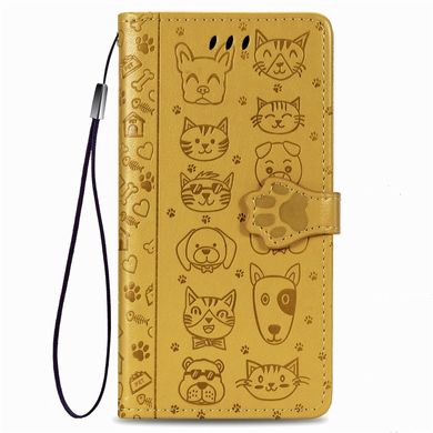 Чехол Embossed Cat and Dog для Xiaomi Redmi Note 8 Pro книжка кожа PU Yellow