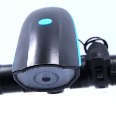 Передня велосипедна фара + сигнал Robesbon 7588 велофонарь USB Blue