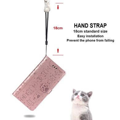 Чехол Embossed Cat and Dog для IPhone SE 2020 Книжка кожа PU с визитницей розовое золото