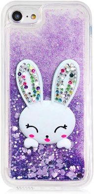 Чехол Glitter для Iphone 5 / 5s / SE бампер жидкий блеск Заяц Фиолетовый
