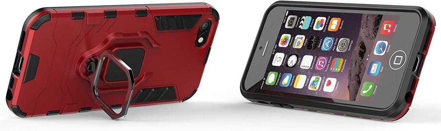 Чехол Iron Ring для Iphone 5 / 5s / SE бронированный Бампер с подставкой Red