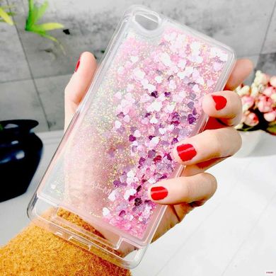 Чехол Glitter для Xiaomi Redmi 4a Бампер Жидкий блеск сердце розовый УЦЕНКА