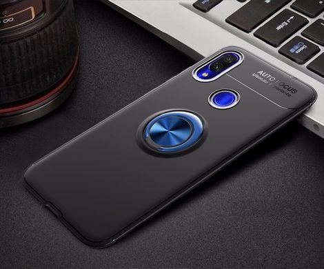 Чехол TPU Ring для Xiaomi Redmi 7 бампер оригинальный с кольцом Black-Blue