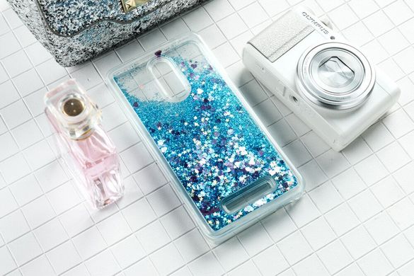 Чехол Glitter для Xiaomi Redmi Note 3 / Note 3 Pro Бампер жидкий блеск синий