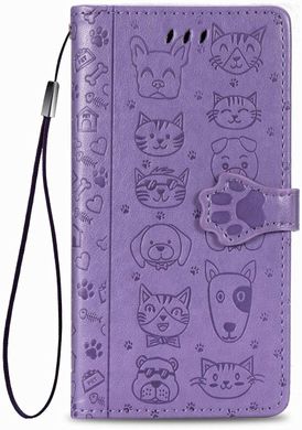 Чехол Embossed Cat and Dog для Xiaomi Redmi Note 8T книжка кожа PU Purple