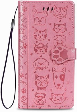 Чехол Embossed Cat and Dog для Xiaomi Redmi Note 8T книжка кожа PU Pink