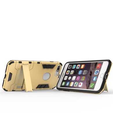 Чехол Iron для Iphone 7 Plus / 8 Plus бронированный Бампер с подставкой Gold