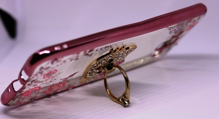 Чехол Luxury для Samsung J7 Neo J701F/DS ультратонкий бампер Ring Kitty Rose-Gold
