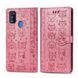 Чехол Embossed Cat and Dog для Samsung Galaxy M30s / M307 книжка кожа PU Pink
