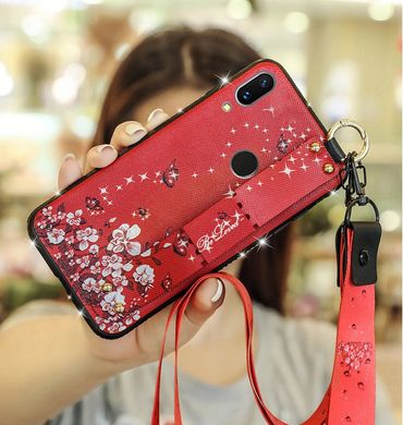 Чехол Lanyard для Xiaomi Redmi 7 бампер с ремешком Red