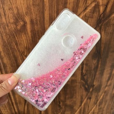 Чехол Glitter для Samsung Galaxy A20 2019 / A205F бампер Жидкий блеск Сердце Розовый