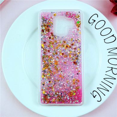 Чехол Glitter для Samsung J8 2018 / J810 Бампер Жидкий блеск звезды Розовый