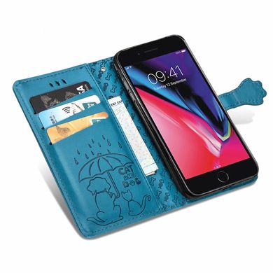Чехол Embossed Cat and Dog для Iphone 7 Plus / 8 Plus книжка кожа PU с визитницей голубой