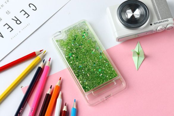 Чехол Glitter для Xiaomi Redmi 4a Бампер Жидкий блеск салатовый