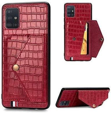 Чохол Croc для Samsung A51 2020 / A515 шкіра PU бампер з кишенею червоний
