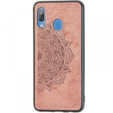 Чехол Embossed для Samsung Galaxy A20 2019 / A205 бампер накладка тканевый розовый