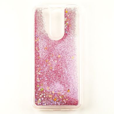 Чехол Glitter для Xiaomi Redmi 8 Бампер Жидкий блеск Звезды Розовый