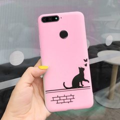 Чехол Style для Huawei Y6 Prime 2018 Бампер силиконовый розовый Cat