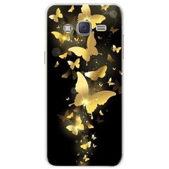 Чехол Print для Samsung J7 2015 / J700H / J700 / J700F силиконовый бампер с рисунком Butterflies Gold