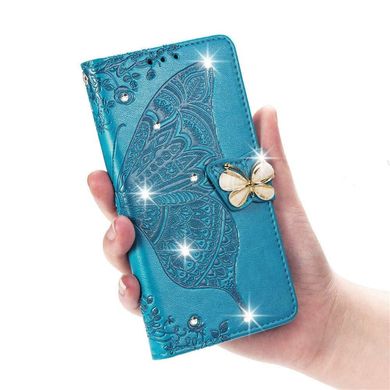 Чохол Butterfly для Xiaomi Redmi 7A Книжка шкіра PU блакитний зі стразами
