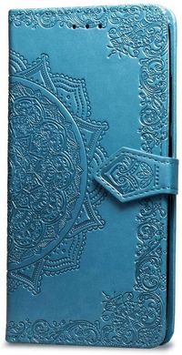 Чехол Vintage для IPhone X книжка с узором кожа PU голубой