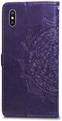 Чехол Vintage для IPhone X книжка с узором кожа PU фиолетовый