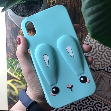 Чехол Funny-Bunny для Iphone X бампер резиновый заяц Голубой