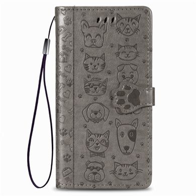 Чехол Embossed Cat and Dog для Xiaomi Redmi 8 книжка кожа PU Gray
