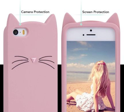 Чохол 3D Toy для iPhone 5 / 5s / SE Бампер гумовий Cat Pink